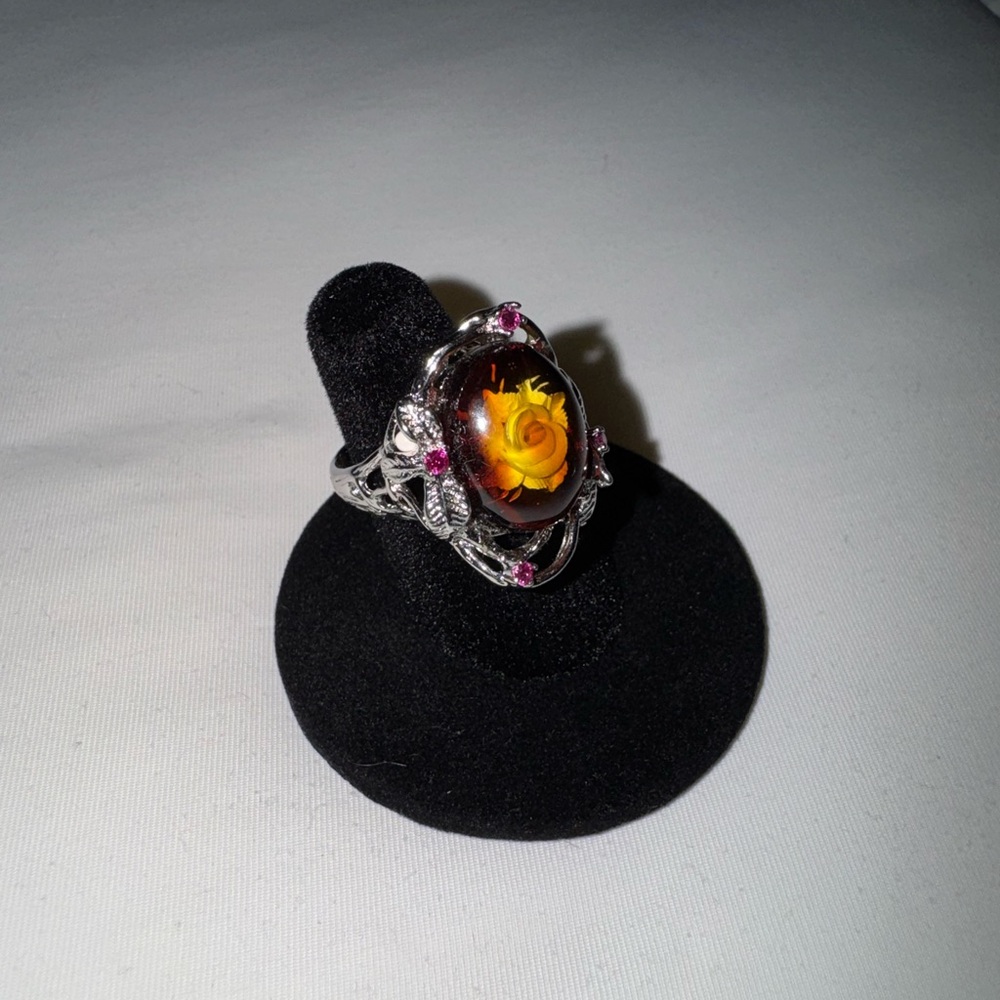 Beautiful Amber Crystal ring 💍💜💛 - Picture 2 of 6
